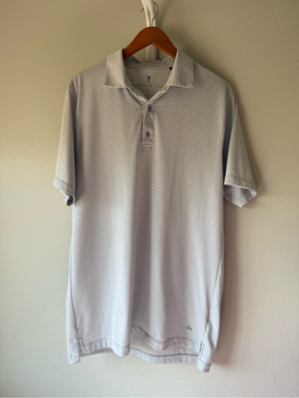 American Tall Men's Light Gray Striped Polo Shirt